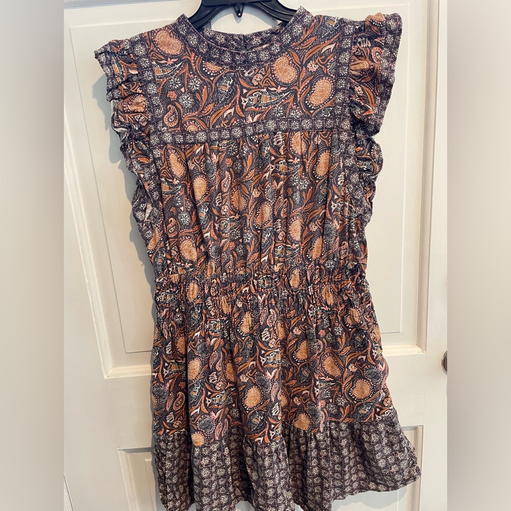 Trendy Boho Fall Dress with Ruffle sleeves
